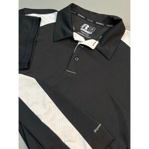 Russell Dri Power 360 Training Fit Polo Shirt‎ Mens Large Black White